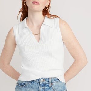 Old Navy White Cropped Polo Top